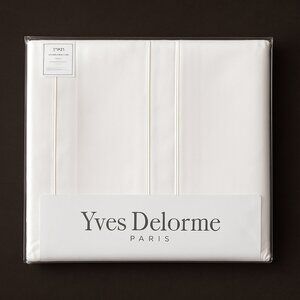 Yves Delorme Paris King Sheet Set Parure 4pc Percale Egyptian Cotton White NEW
